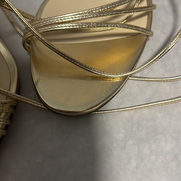 Jimmy Choo Antia 85 Gold Metallic Sandals - Picture 5 of 9